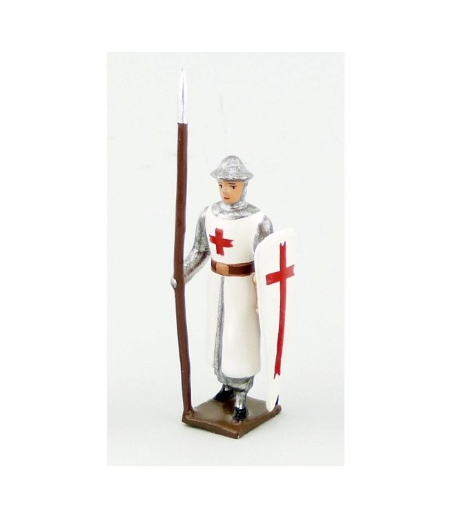 Templier, casque plat, lance et bouclier
