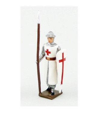 Templier, casque plat, lance et bouclier