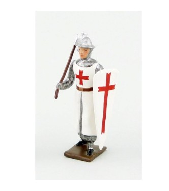 Templier, casque plat, hâche et bouclier