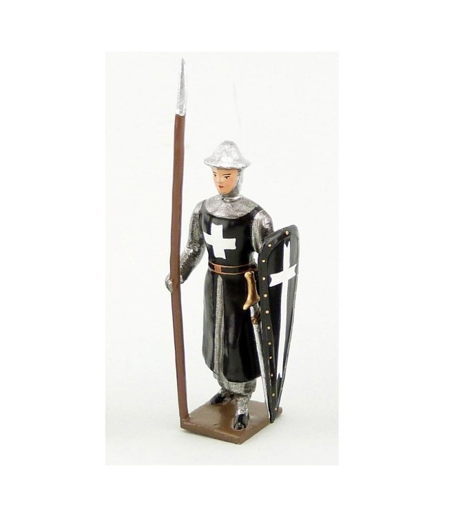 Hospitalier, casque plat, lance et bouclier