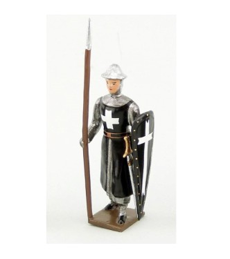 Hospitalier, casque plat, lance et bouclier