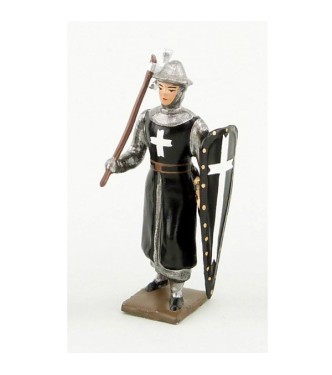 Hospitalier, casque plat, hâche et bouclier