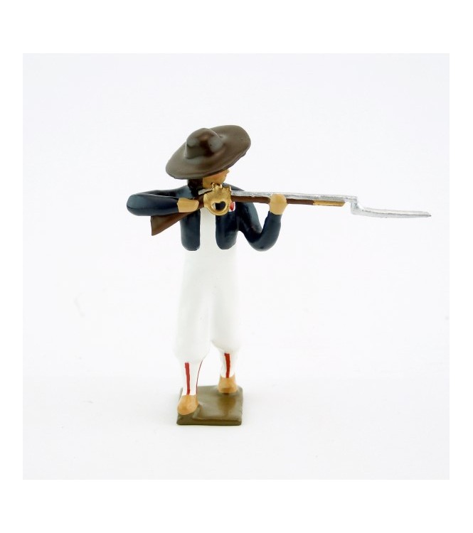 soldat de l'Armée catholique et royale de Vendée au feu, fusil en joue