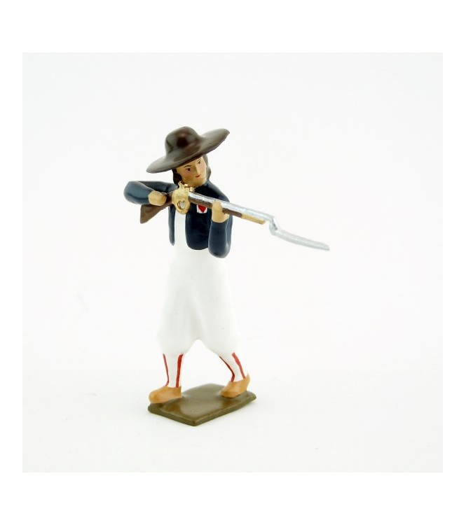 soldat de l'Armée catholique et royale de Vendée au feu, fusil en joue