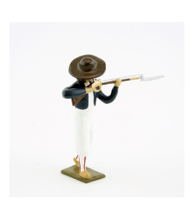 soldat de l'Armée catholique et royale de Vendée au feu, fusil en joue