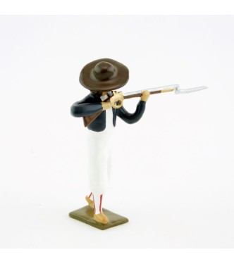 soldat de l'Armée catholique et royale de Vendée au feu, fusil en joue