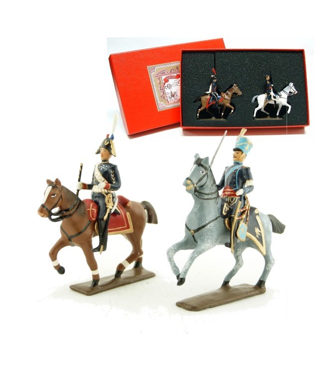 coffret de 2 figurines : maréchal Augereau et son aide de camp