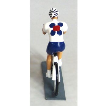 cycliste contemporain, maillot bleu et blanc
