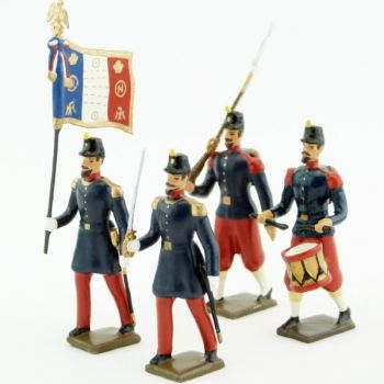 Infanterie de ligne, basquine garance (Napoléon III), ensemble de 4 figurines