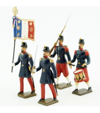 Infanterie de ligne, basquine garance (Napoléon III), ensemble de 4 figurines