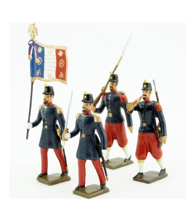 Infanterie de ligne, basquine garance (Napoléon III), ensemble de 4 figurines