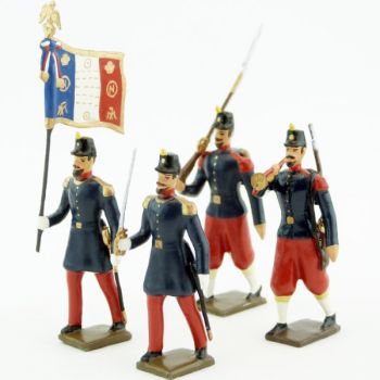 Infanterie de ligne, basquine garance (Napoléon III), ensemble de 4 figurines