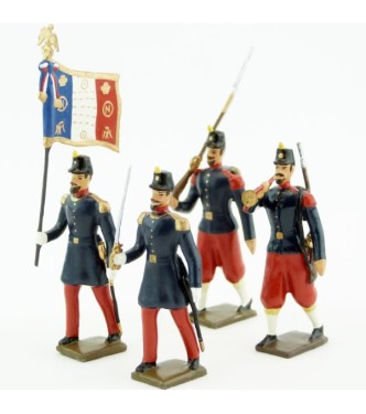 Infanterie de ligne, basquine garance (Napoléon III), ensemble de 4 figurines