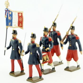 Infanterie de ligne, basquine garance (Napoléon III), ensemble de 5 figurines