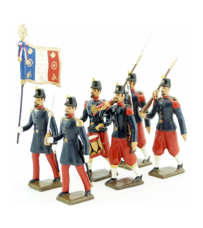Infanterie de ligne, basquine garance (Napoléon III), ensemble de 6 figurines