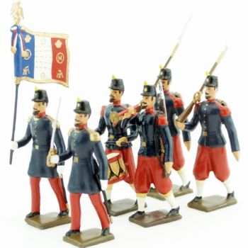 Infanterie de ligne, basquine garance (Napoléon III), ensemble de 6 figurines