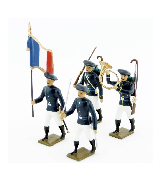 Chasseurs alpins en tenue d'ete, pantalon blanc - ensemble de 4 figurines