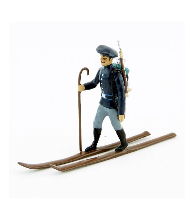 fantassin des chasseurs alpins en bleu horizon à skis
