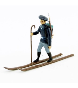 fantassin des chasseurs alpins en bleu horizon à skis