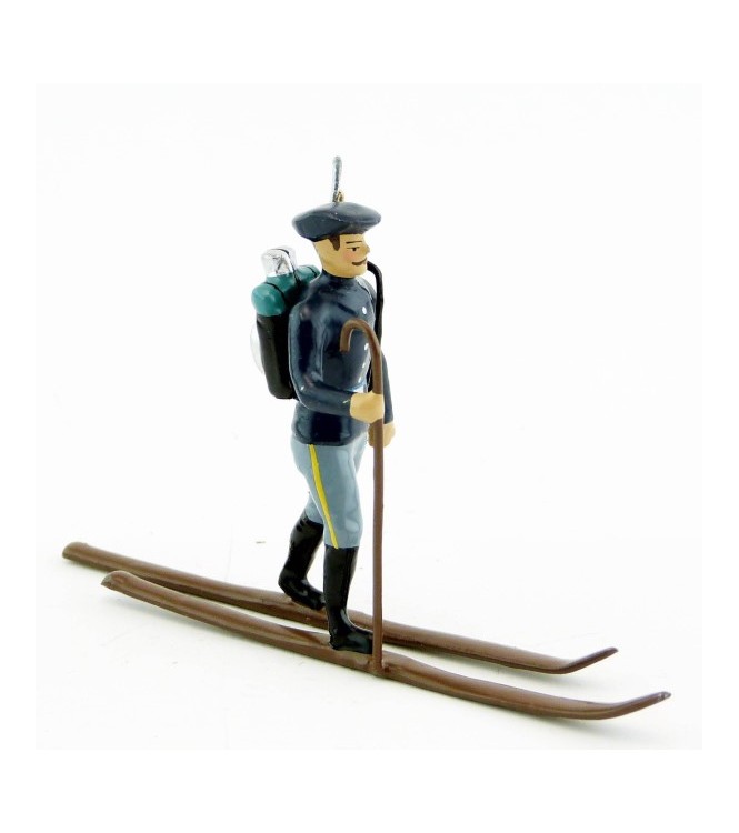 fantassin des chasseurs alpins en bleu horizon à skis