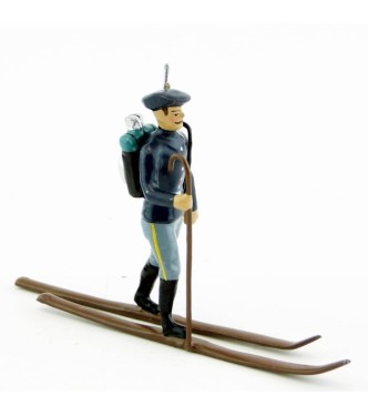 fantassin des chasseurs alpins en bleu horizon à skis