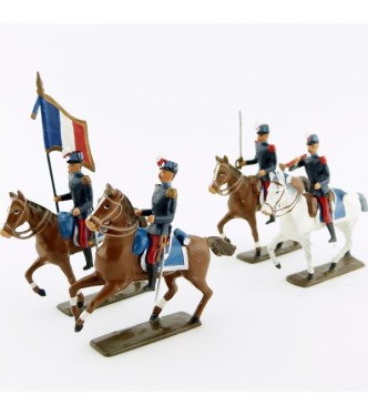 Saint-Cyriens à cheval, ensemble de 4 cavaliers