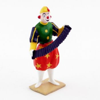 grand clown avec chapeau, jouant du bandonéon