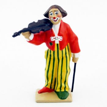 grand clown avec perruque jouant du violon