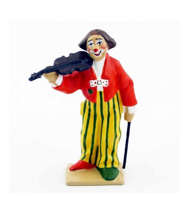 grand clown avec perruque jouant du violon