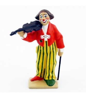 grand clown avec perruque jouant du violon