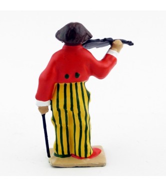 grand clown avec perruque jouant du violon