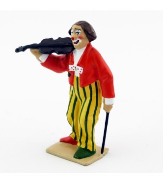 grand clown avec perruque jouant du violon