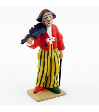 grand clown avec perruque jouant du violon