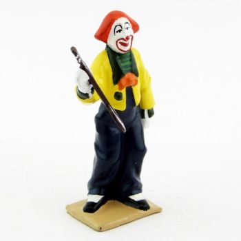 grand clown avec perruque jouant du banjo