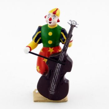 grand clown avec chapeau, jouant de la basse (violoncelle)