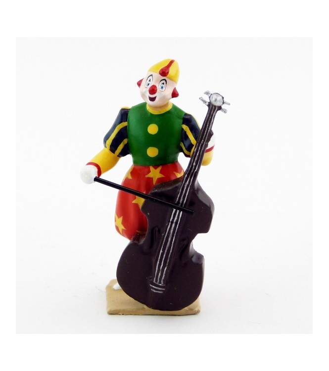 grand clown avec chapeau, jouant de la basse (violoncelle)