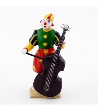 grand clown avec chapeau, jouant de la basse (violoncelle)