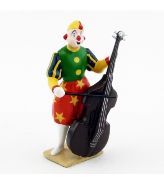 grand clown avec chapeau, jouant de la basse (violoncelle)