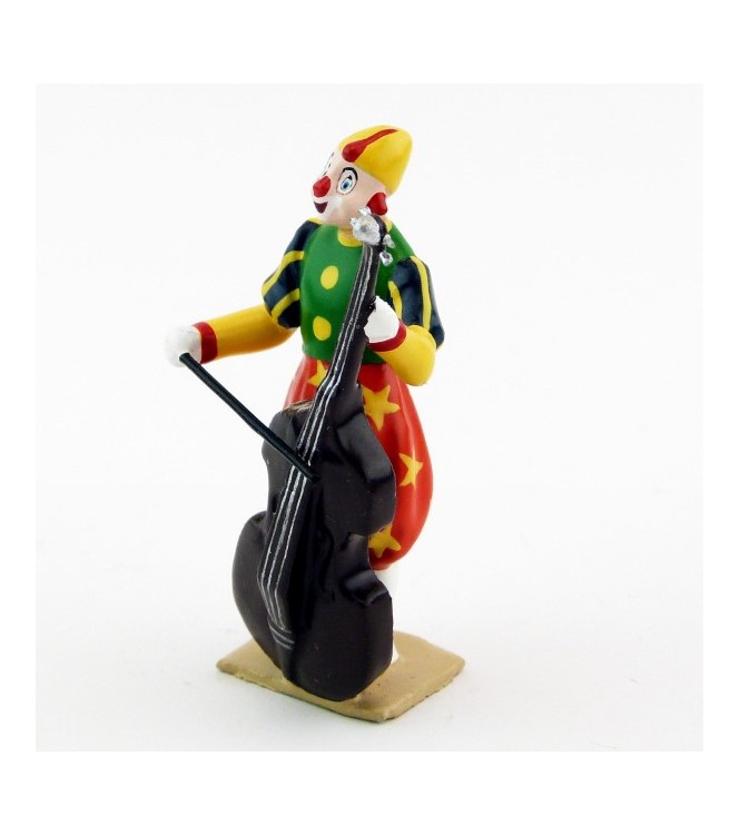 grand clown avec chapeau, jouant de la basse (violoncelle)