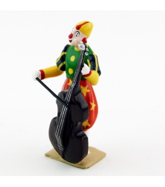 grand clown avec chapeau, jouant de la basse (violoncelle)