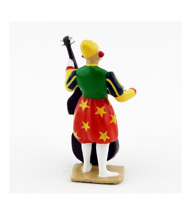 grand clown avec chapeau, jouant de la basse (violoncelle)