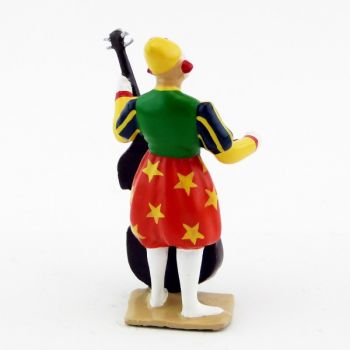 grand clown avec chapeau, jouant de la basse (violoncelle)