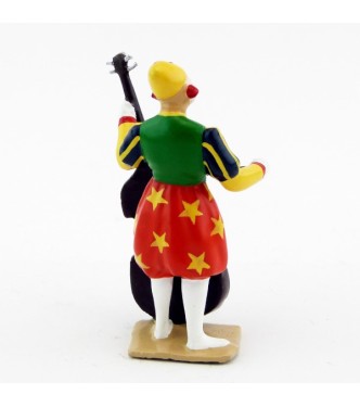grand clown avec chapeau, jouant de la basse (violoncelle)