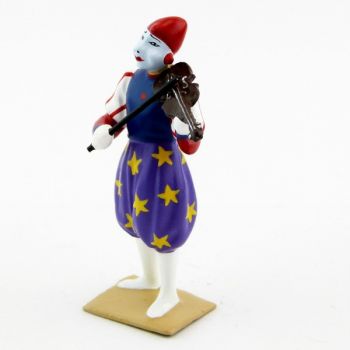 grand clown avec chapeau, jouant du violon