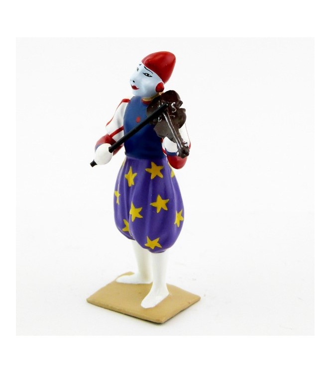 grand clown avec chapeau, jouant du violon