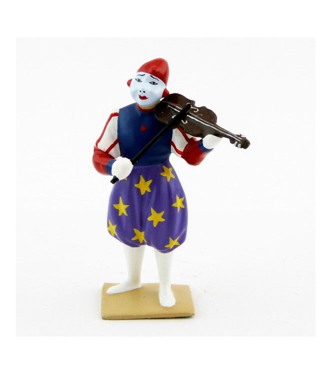 grand clown avec chapeau, jouant du violon