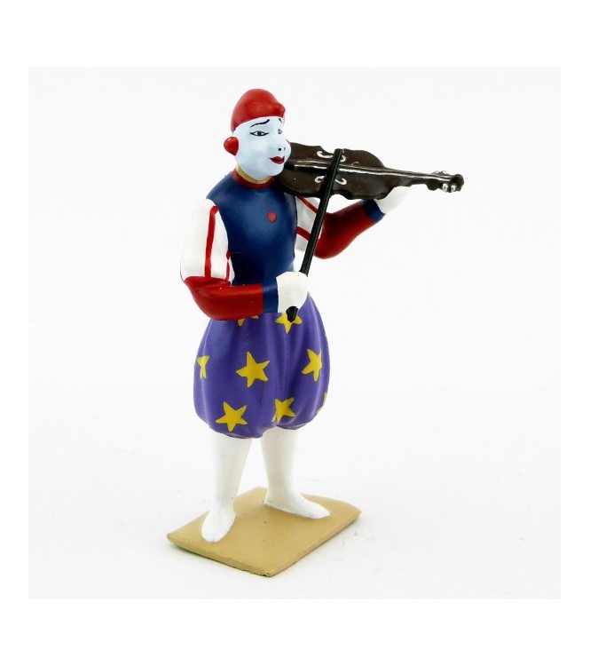 grand clown avec chapeau, jouant du violon