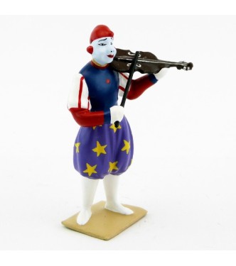 grand clown avec chapeau, jouant du violon