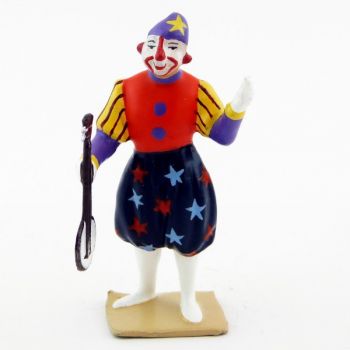 grand clown avec chapeau, jouant du banjo