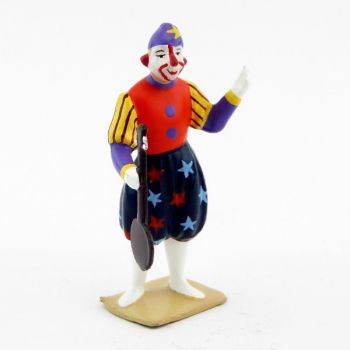 grand clown avec chapeau, jouant du banjo